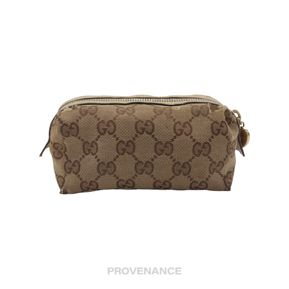 🔴 Gucci Zip Pouch - GG Canvas White Heart - Picture 1 of 10